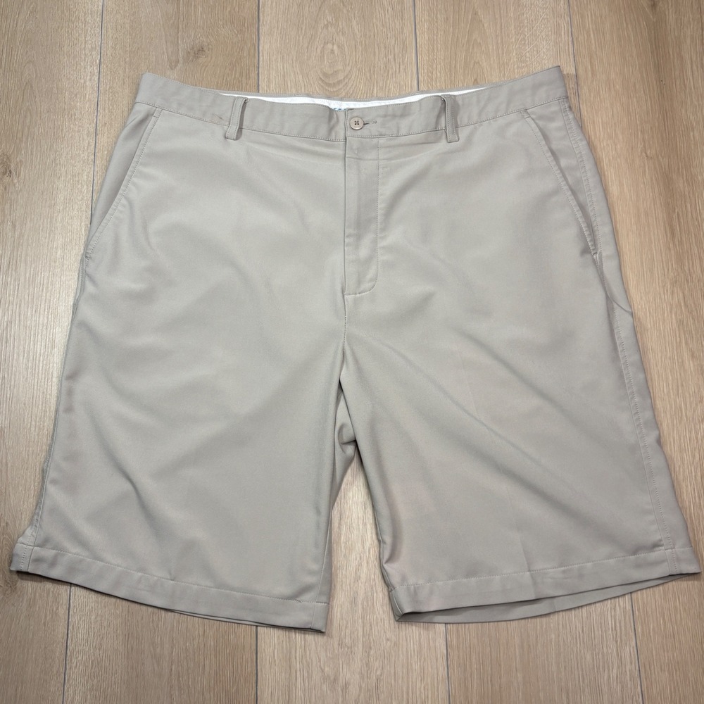 FootJoy FJ Mens Performance Golf Shorts Khaki Tan Stretch Flat Front Size 38